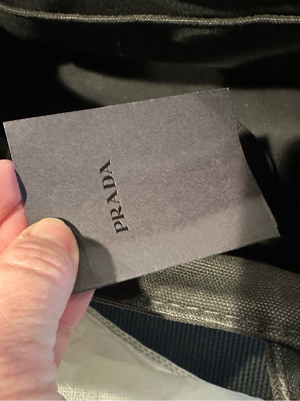 Prada Black Canapa Tote with White Logo - Picture 8 of 11